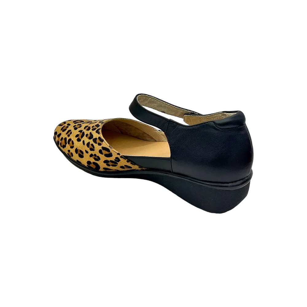 Revere Adjustable Leather Mary Janes Osaka Black Leopard - Wide - Picture 3 of 3
